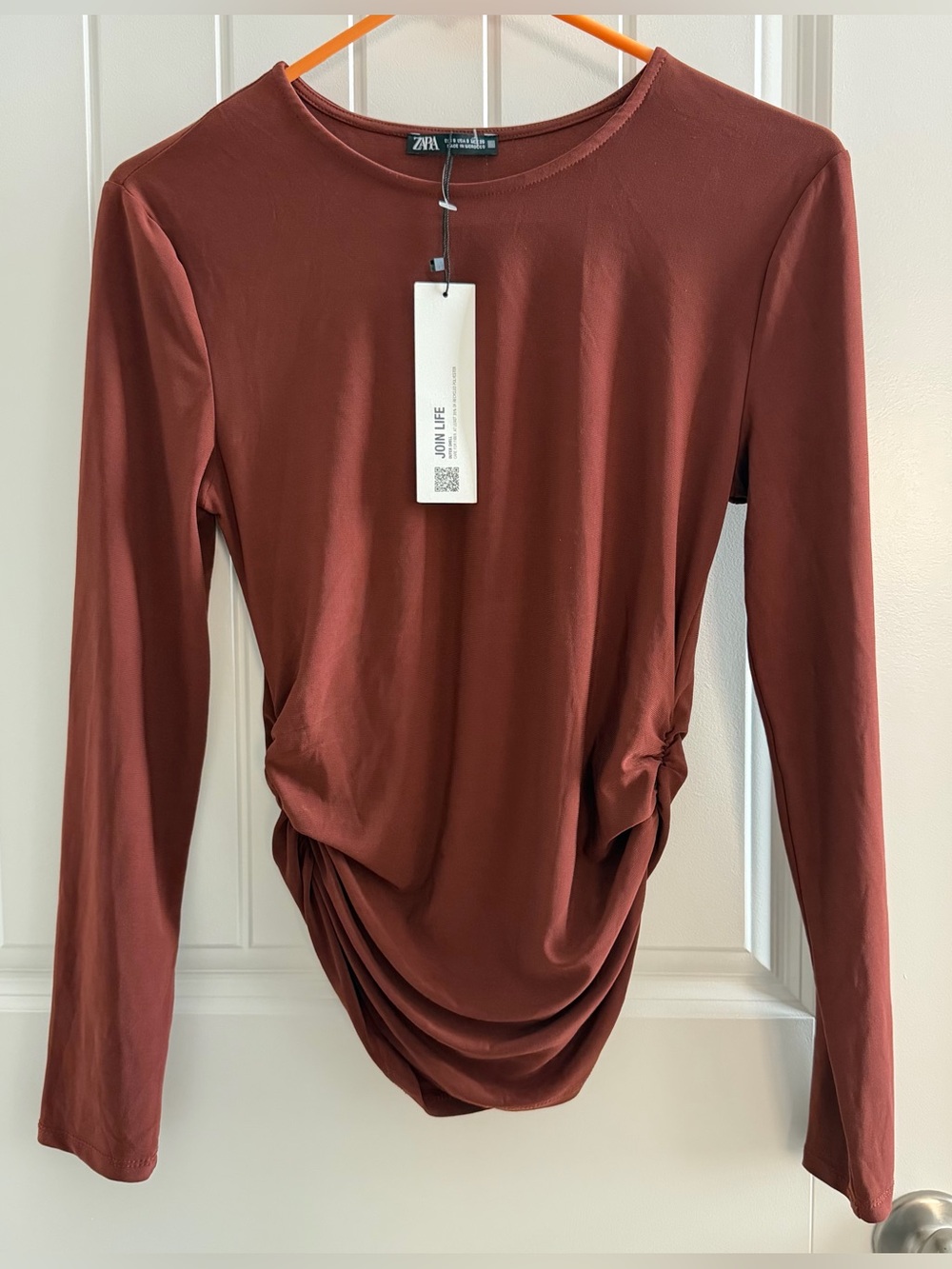 Zara long sleeve burgundy top